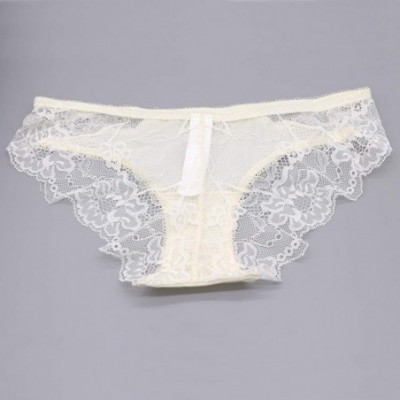 Bras Women See-Though Non Padding Underwire Lace Sheer Bra and Panties Sets - White - CT185257GWY