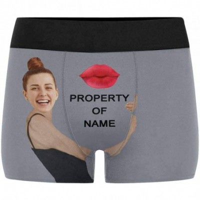 Boxers Custom Face Boxers Red Lip Property of Name Watermelon Red Personalized Face Briefs Underwear for Men - Multi 6 - CW18...