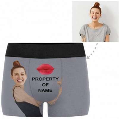 Boxers Custom Face Boxers Red Lip Property of Name Watermelon Red Personalized Face Briefs Underwear for Men - Multi 6 - CW18...