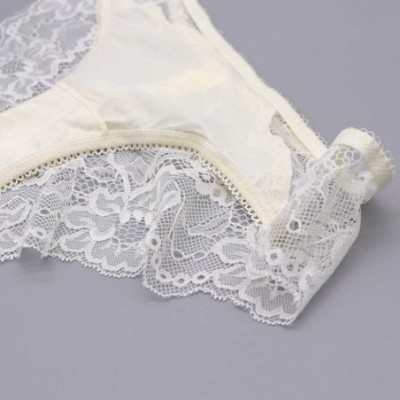 Bras Women See-Though Non Padding Underwire Lace Sheer Bra and Panties Sets - White - CT185257GWY