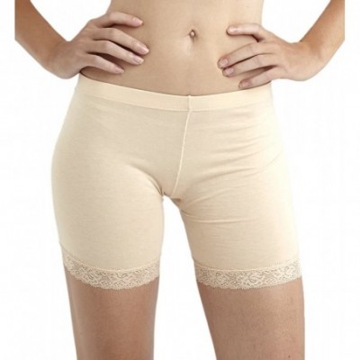 Slips Women's Under Skirt Lace Slip Shorts - Beige - C712K8UQXZ9