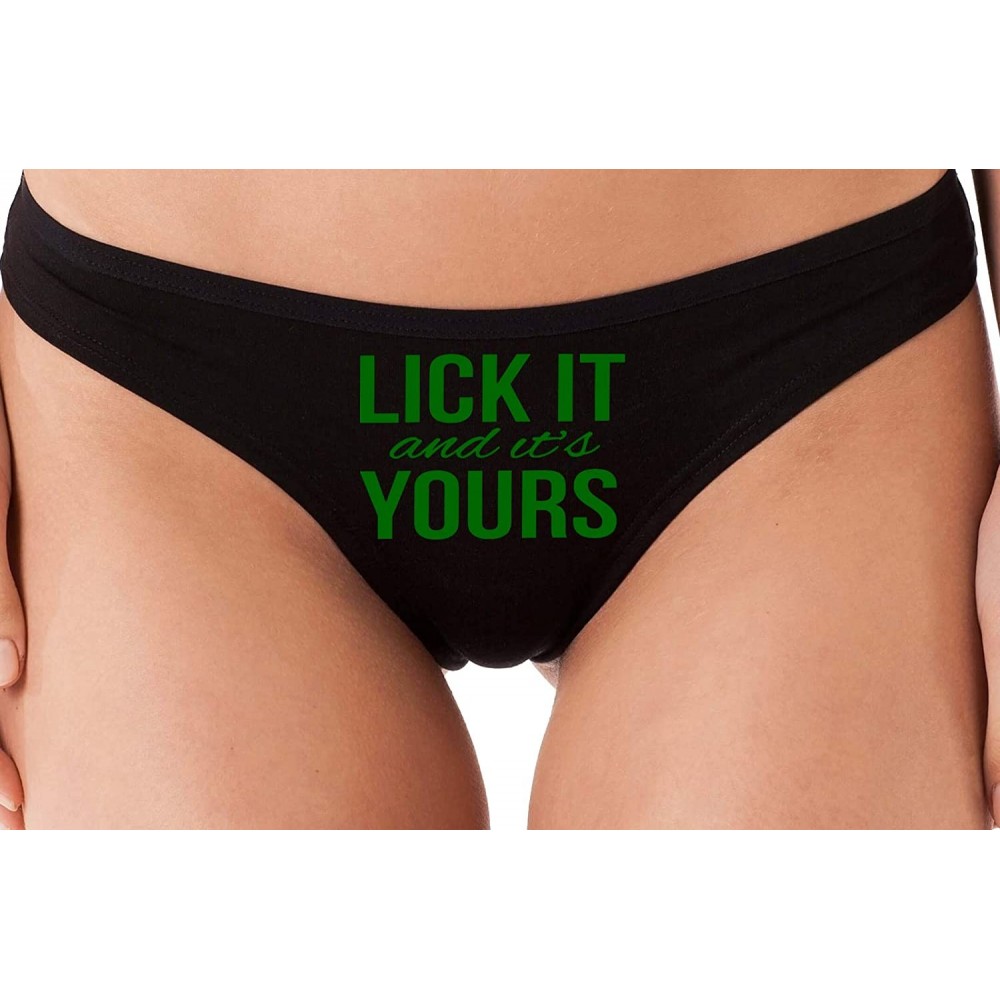 Panties Lick It and Its Your Funny Oral Sex Thong Underwear Eat Me - Forest Green - CS18LSTX9IR