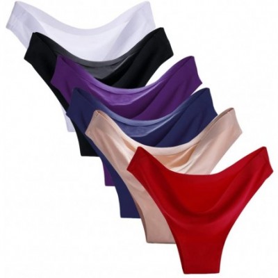 Panties 6Pcs/Set Seamless Women's Underwear Solid Color Ice Silk Panties Low Rise Briefs 2 XL - C718NM4WIXE