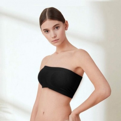 Bras Women's Padded Bandeau Bra Strapless Bralette Tube Top Nursing Bra - 002black*3 - CO18RLU7QST