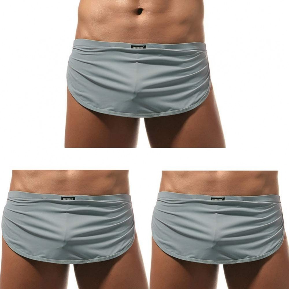 Boxer Briefs Men's Boxer Underwear Split Side Sexy Breathable Bulge Pouch Underpants - Grey 3pack - C71978OWX8O