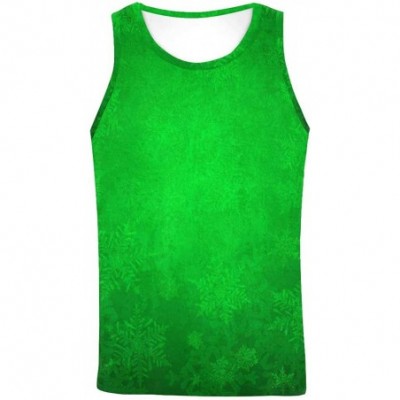 Undershirts Men's Muscle Gym Workout Training Sleeveless Tank Top Green Snowflakes Christmas - Multi1 - CR19DW8DM57