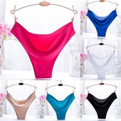 Panties 6Pcs/Set Seamless Women's Underwear Solid Color Ice Silk Panties Low Rise Briefs 2 XL - C718NM4WIXE