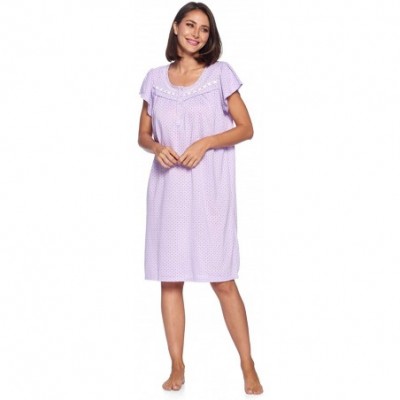 Nightgowns & Sleepshirts Women's Cap Sleeve Floral Nightgown - Dot Purple - CM19268N59Y