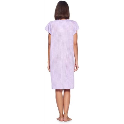 Nightgowns & Sleepshirts Women's Cap Sleeve Floral Nightgown - Dot Purple - CM19268N59Y