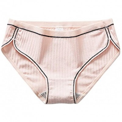 Panties Women Sexy Pure Cotton Knickers Sexy Breathable Thread Underpants Underwear - Pink - CP18WCUXDCA