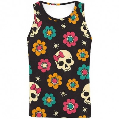 Undershirts Men's Muscle Gym Workout Training Sleeveless Tank Top Floral Vintage Paisley Flower - Multi5 - C719DLOXULN