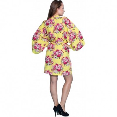 Robes Cotton Floral Kimono Robes for Bride and Bridesmaids Wedding Party Gifts - Yellow - CT1876ZA45E