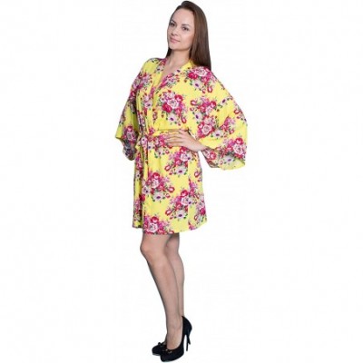 Robes Cotton Floral Kimono Robes for Bride and Bridesmaids Wedding Party Gifts - Yellow - CT1876ZA45E