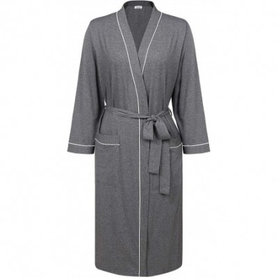 Robes Women's Kimono Robe Long Cotton Bathrobe Lightweight Dressing Gown - Dark Gray - CE18YUCR70U