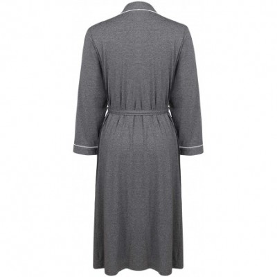 Robes Women's Kimono Robe Long Cotton Bathrobe Lightweight Dressing Gown - Dark Gray - CE18YUCR70U