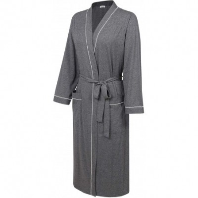 Robes Women's Kimono Robe Long Cotton Bathrobe Lightweight Dressing Gown - Dark Gray - CE18YUCR70U