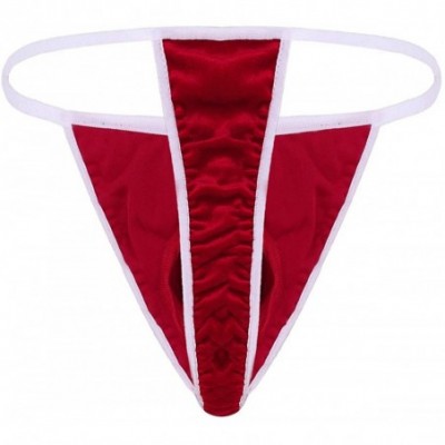 Briefs Men's Velvet Christmas Santa Claus Underwear Cosplay Lingerie Briefs - Xmas Hat Red - C818LYNOHXI