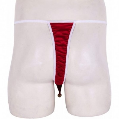 Briefs Men's Velvet Christmas Santa Claus Underwear Cosplay Lingerie Briefs - Xmas Hat Red - C818LYNOHXI