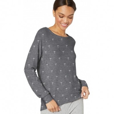 Tops Women's Cozy Long Sleeve Pajama Top - Dark Grey - CF18HTMXROK