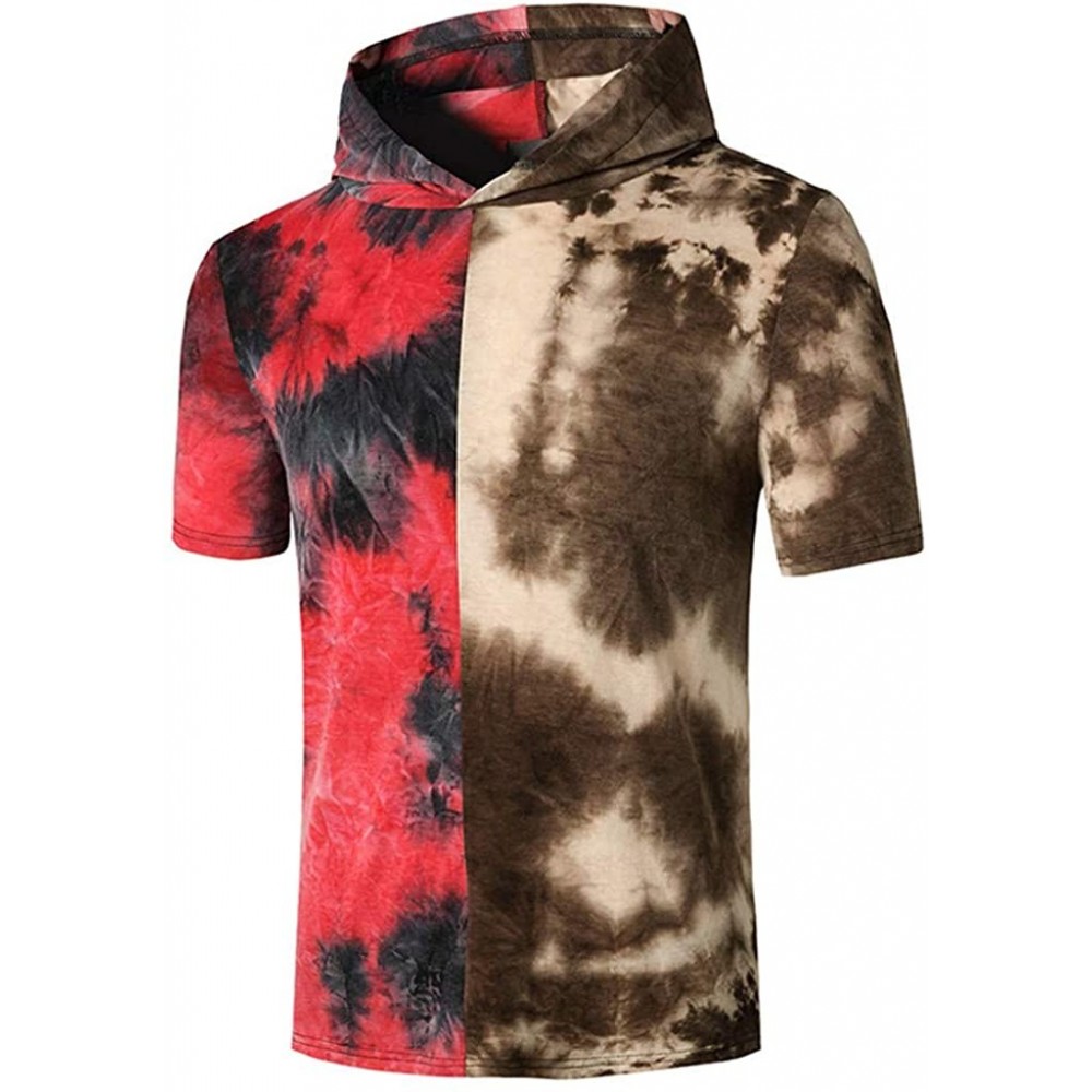 Thermal Underwear Mens Tie Dye Hoodie- Fashion Contrast Color T-Shirt Summer Short Sleeve Tees Running Outdoor Athletic Light...