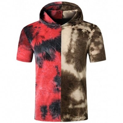 Thermal Underwear Mens Tie Dye Hoodie- Fashion Contrast Color T-Shirt Summer Short Sleeve Tees Running Outdoor Athletic Light...