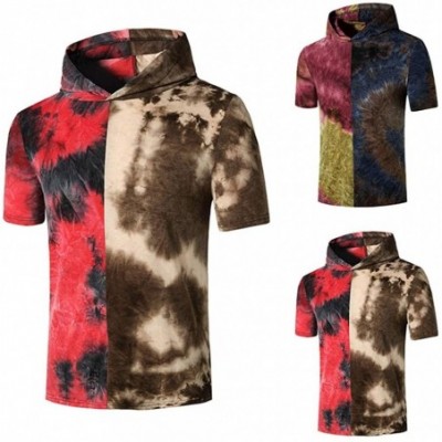 Thermal Underwear Mens Tie Dye Hoodie- Fashion Contrast Color T-Shirt Summer Short Sleeve Tees Running Outdoor Athletic Light...