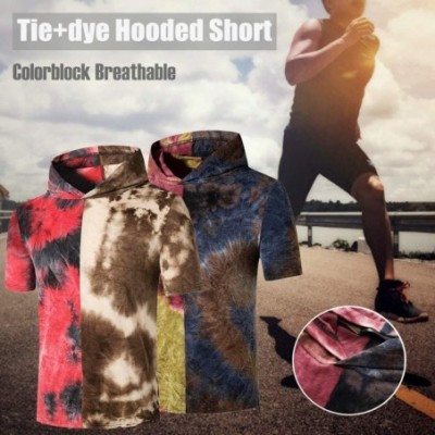 Thermal Underwear Mens Tie Dye Hoodie- Fashion Contrast Color T-Shirt Summer Short Sleeve Tees Running Outdoor Athletic Light...