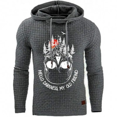 Thermal Underwear Men Hoodie Lattice Splicing Button Pullover Long Sleeve Hooded Sweatshirt Tops - Dark Gray - CE1934NCEWL