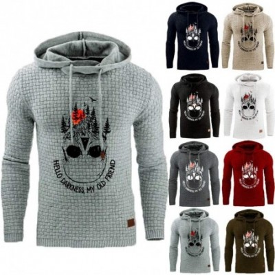 Thermal Underwear Men Hoodie Lattice Splicing Button Pullover Long Sleeve Hooded Sweatshirt Tops - Dark Gray - CE1934NCEWL