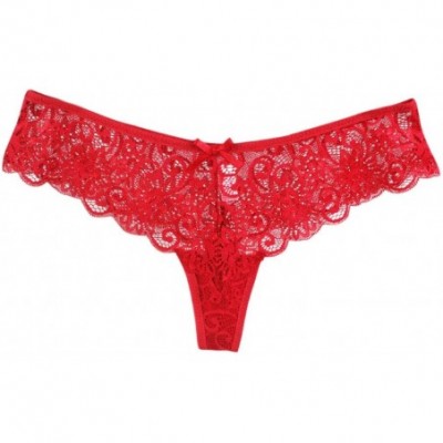 Panties Women's Sexy Lace Panties with High-Crotch Various Colors (Red- M) - Red - CX18LKS3HT3