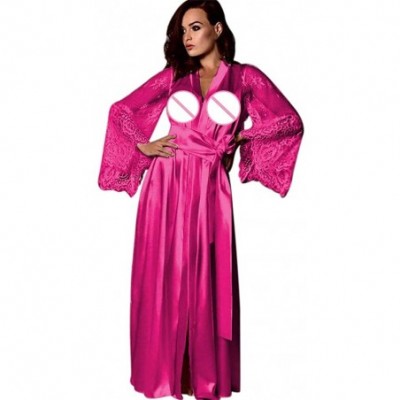 Robes Women Kimono Robes Lightweight Long Bathrobes Satin Nightdress Silk Lace Lingerie Nightgown Sleepwear Sexy Robes - Hot ...