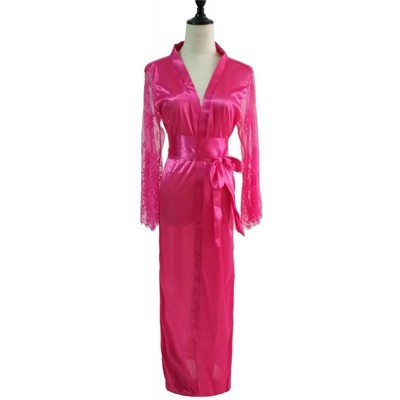 Robes Women Kimono Robes Lightweight Long Bathrobes Satin Nightdress Silk Lace Lingerie Nightgown Sleepwear Sexy Robes - Hot ...