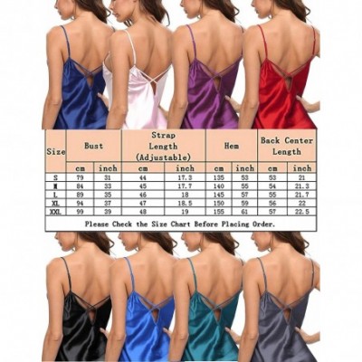 Sets Women Sexy Lingerie Chemise Satin Lace Silk Slips Nightwear V-Neck Babydoll Nightgown Dress - Red 1 - CT197RL0DYK