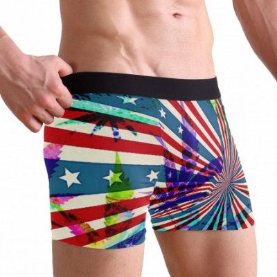 Boxer Briefs Mens Boxer Briefs Underwear Breathable Pouch Soft Underwear - American Flag of Weed - C218ARHO6OX