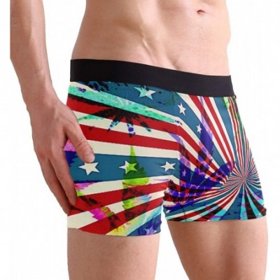 Boxer Briefs Mens Boxer Briefs Underwear Breathable Pouch Soft Underwear - American Flag of Weed - C218ARHO6OX