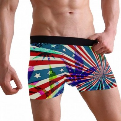 Boxer Briefs Mens Boxer Briefs Underwear Breathable Pouch Soft Underwear - American Flag of Weed - C218ARHO6OX