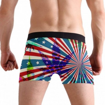 Boxer Briefs Mens Boxer Briefs Underwear Breathable Pouch Soft Underwear - American Flag of Weed - C218ARHO6OX