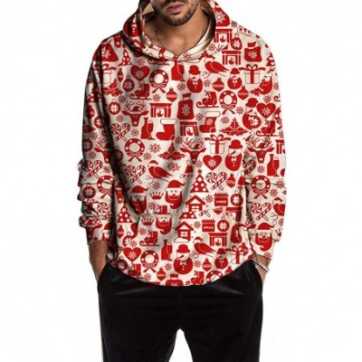 Shapewear Men's Christmas Patterns Print 3D Sweaters Fashion Hoodies Sweatshirts Pullover Red - Red-a - CI18ZY33ULC