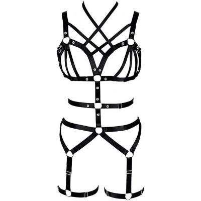 Accessories Women Punk Cut Out Harness Strappy Body Caged Lingerie Waist Belts Rave Wear - Black - CG18S698ODE