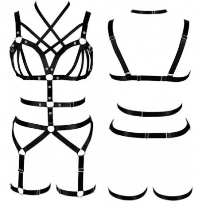 Accessories Women Punk Cut Out Harness Strappy Body Caged Lingerie Waist Belts Rave Wear - Black - CG18S698ODE