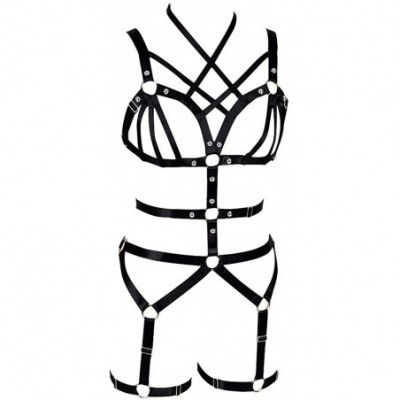 Accessories Women Punk Cut Out Harness Strappy Body Caged Lingerie Waist Belts Rave Wear - Black - CG18S698ODE