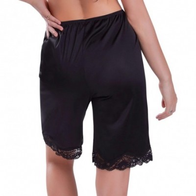 Slips 1037 - Women's Lace Edge Bloomer Pettipant Slip - Black - C21138FL69Z