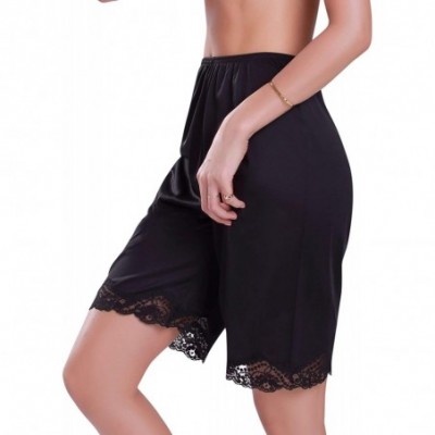 Slips 1037 - Women's Lace Edge Bloomer Pettipant Slip - Black - C21138FL69Z