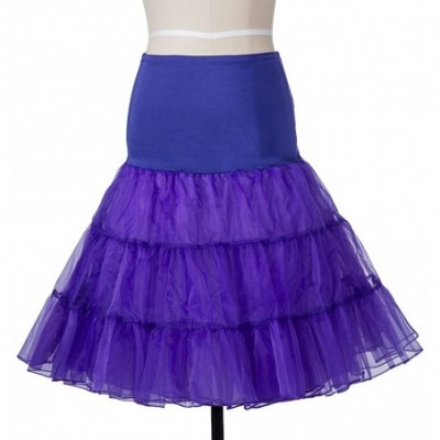 Slips Vintage Women Rockabilly Petticoat Short Slip Crinoline Tutu Underskirt - Dark Purple - CZ185YHW4WT