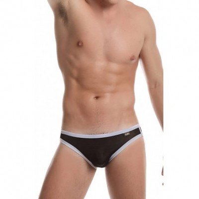 Boxer Briefs Men's Smooth Silky Bikini Briefs Underwear (L- Black) - CF1227GNGR5