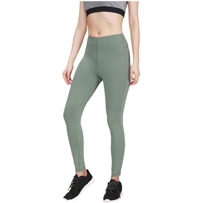 Slips Yoga Pants for Women-Women's High Waist Tight Running Sports Elastic Solid Color Fitness Yoga Pants - Green - CR193WR0LGO