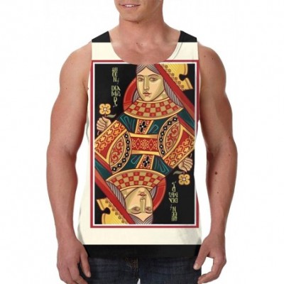 Undershirts Men's Fashion Sleeveless Shirt- Summer Tank Tops- Athletic Undershirt - Queen of Shape Poker Card - C119D84N5WW