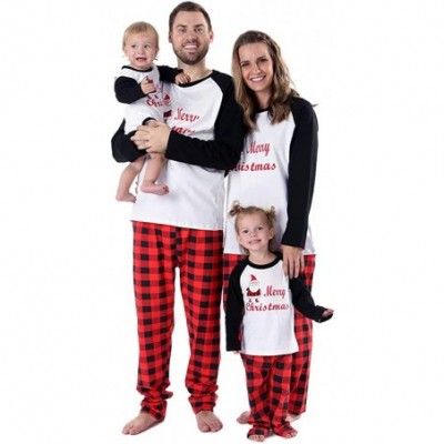 Sets Cotton Christmas Family Pajama Set Matching Sleepwear Plaid Pants Soft Pjs Gifts - Infant - CX1896T0AHC