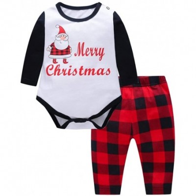 Sets Cotton Christmas Family Pajama Set Matching Sleepwear Plaid Pants Soft Pjs Gifts - Infant - CX1896T0AHC