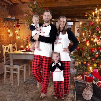 Sets Cotton Christmas Family Pajama Set Matching Sleepwear Plaid Pants Soft Pjs Gifts - Infant - CX1896T0AHC